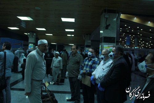 استقبال فرماندار مرکز استان از اولین گروه حجاج بیت الله الحرام در فرودگاه گرگان