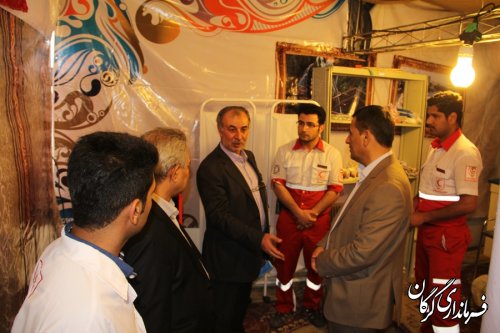 بازدید دکتر حسینی از کمپ هلال احمر و ستاد اسکان مسافران در گرگان 