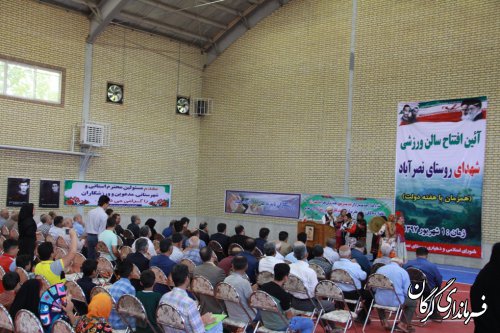 افتتاح سالن های ورزشی در روستاهای نصرآباد و قرن آباد شهرستان گرگان 