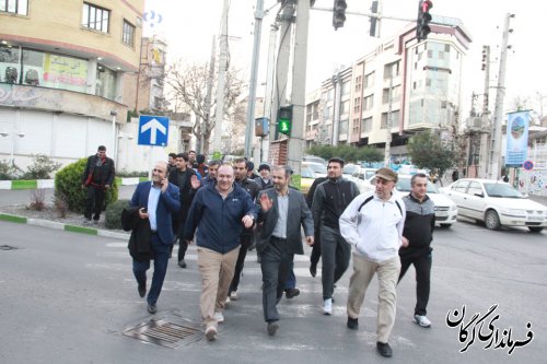 حضور فرماندار گرگان به همراه مدیران در پیاده روی سه شنبه های بدون خودرو