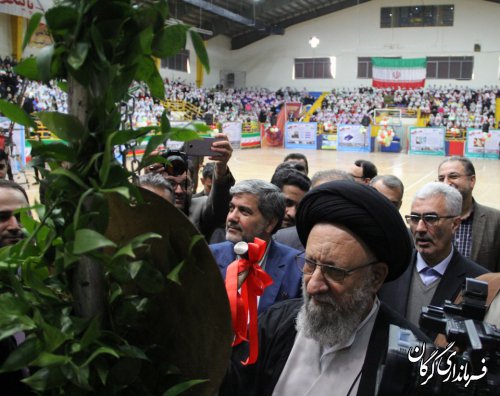 مراسم استانی زنگ گلبانگ انقلاب اسلامی در سالن ورزشی امام خمینی(ره) گرگان